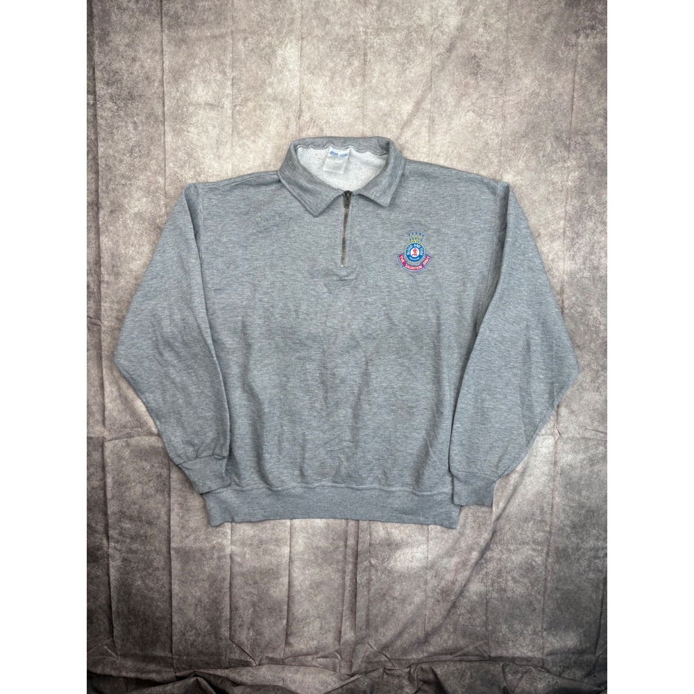 Jerzees Salvation Army Quarter Zip Sweatshirt Gray Fleece Pullover Mens XL